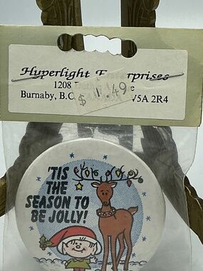 Vintage Pin Button Tis The Season To Be Jolly Hyperlight